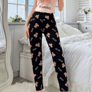 Conjunto De Pijama Con Diseño De Oso Y Letras