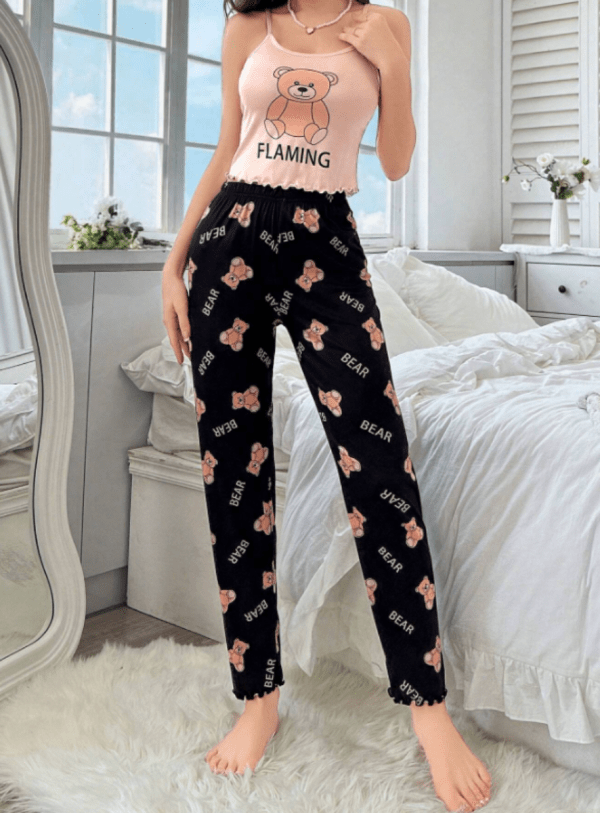 Conjunto De Pijama Con Diseño De Oso Y Letras