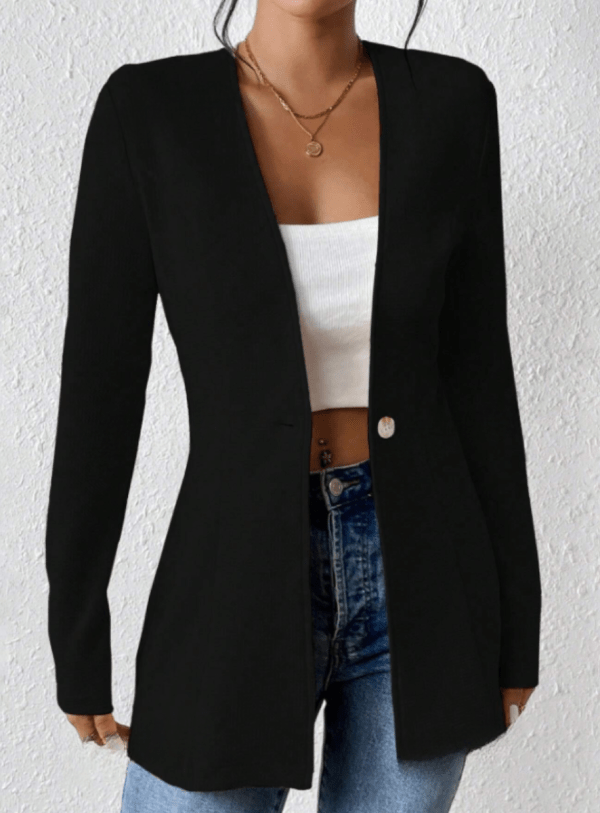 Blazer unicolor con botón frontal