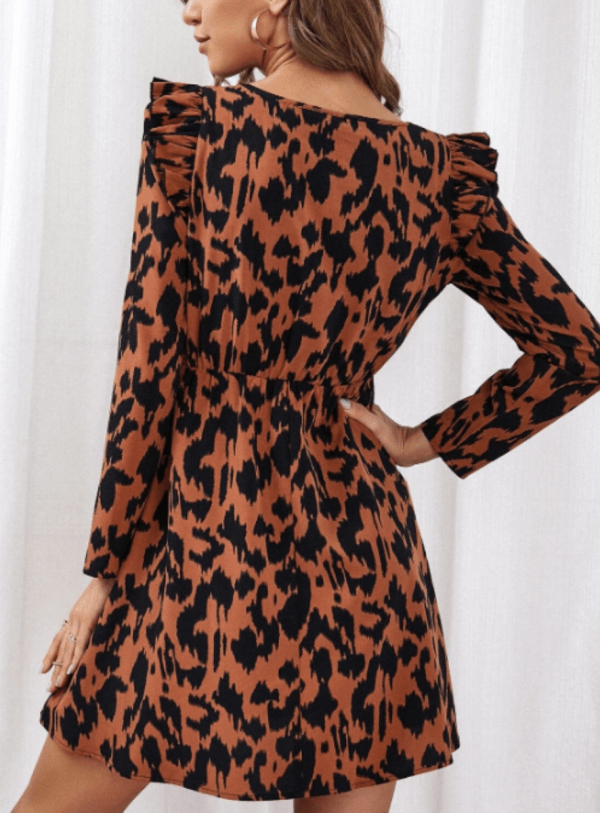 Vestido con estampado ribete con fruncido - Imagen 2