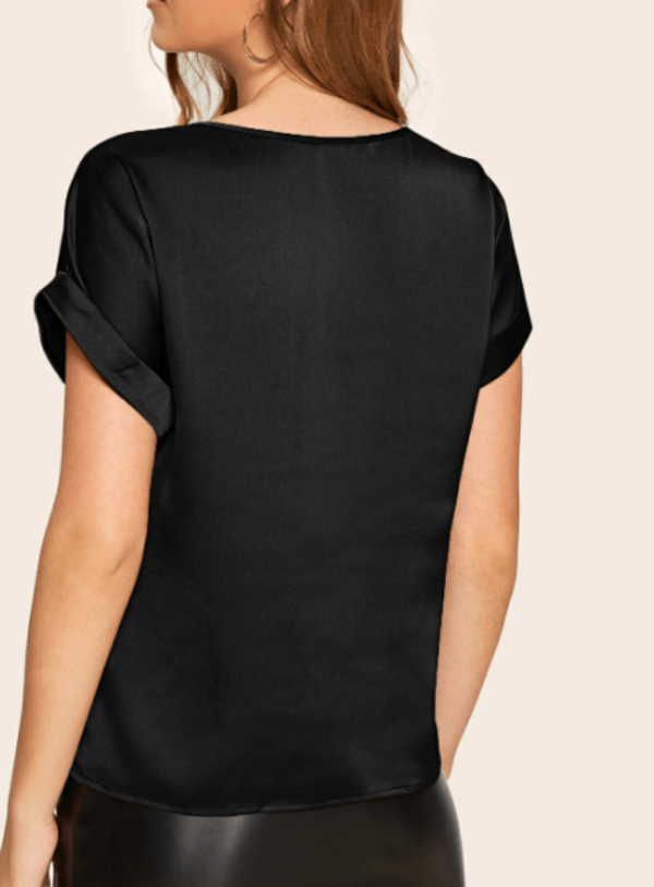 Camisa de satén con puño de doblez - Imagen 2