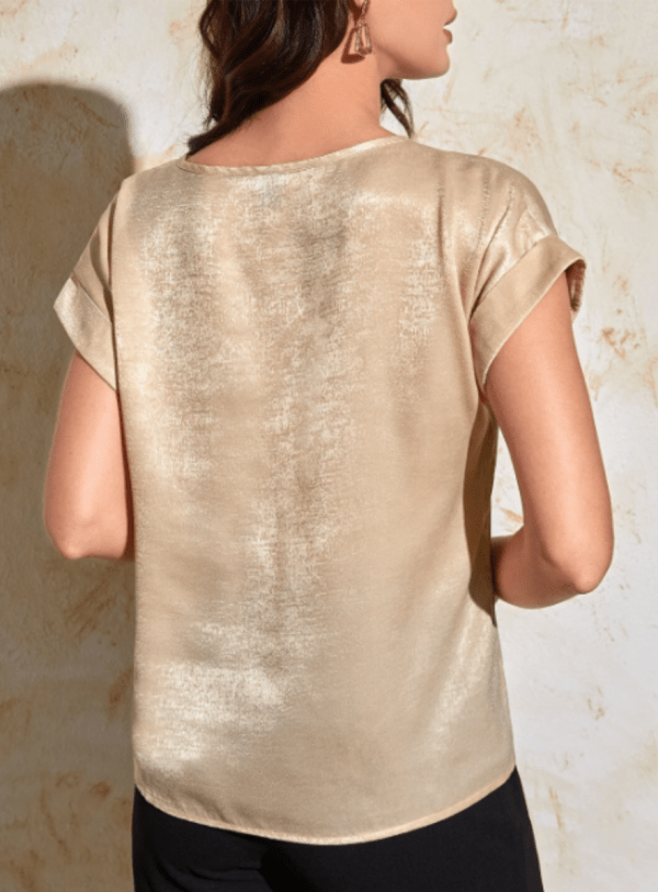 Camisa unicolor de manga enrollada - Imagen 2