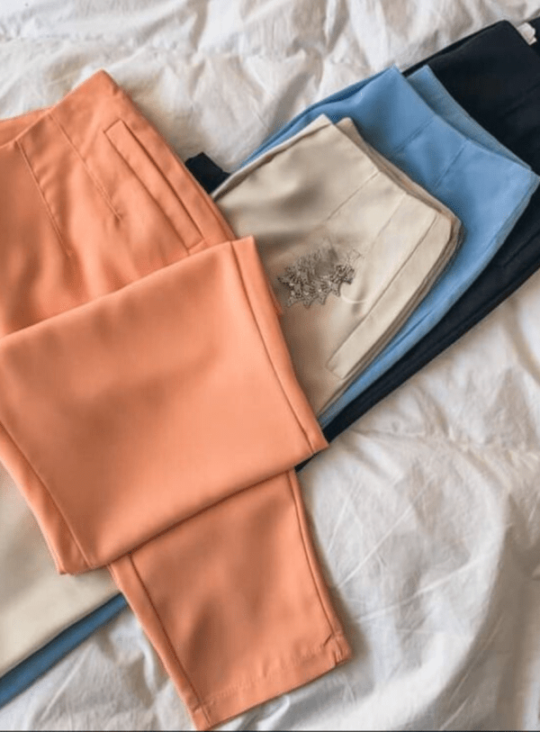 Pantalón tipo Zara con pinzas liso
