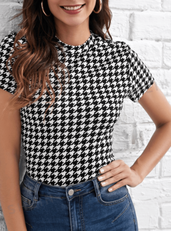 Camisa con estampado de pata de gallo