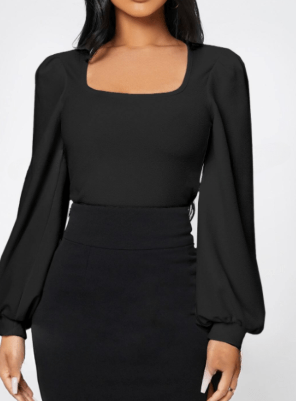 Blusa de cuello cuadrado manga farol