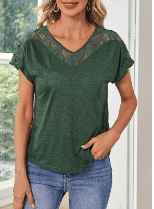 Camisa con encaje de manga murciélago - Imagen 3
